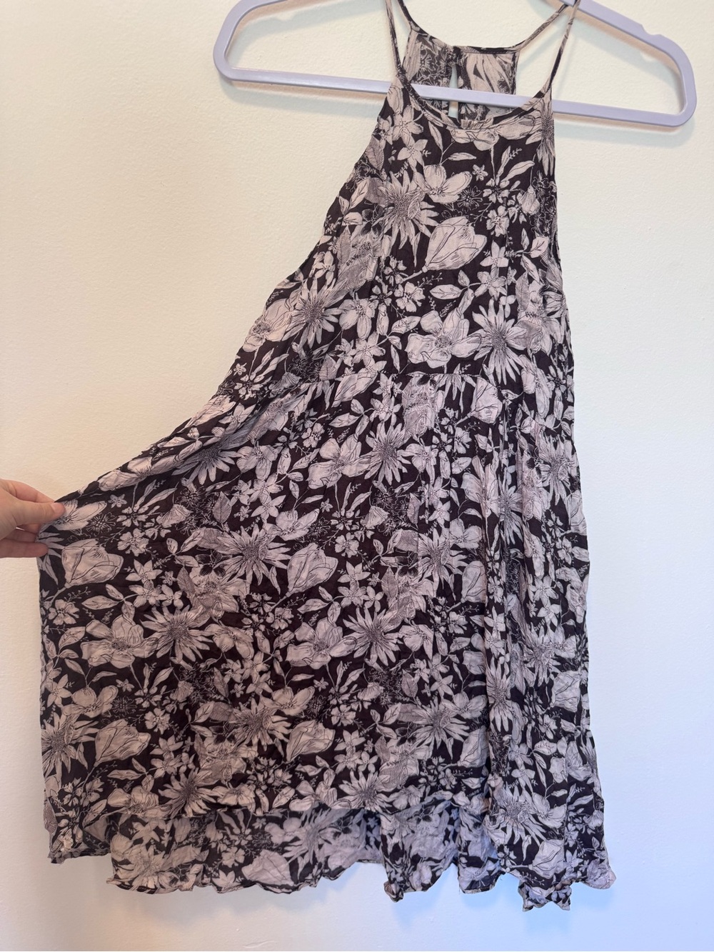 Women’s Floral A-Line Halter Skirt in Brown and White